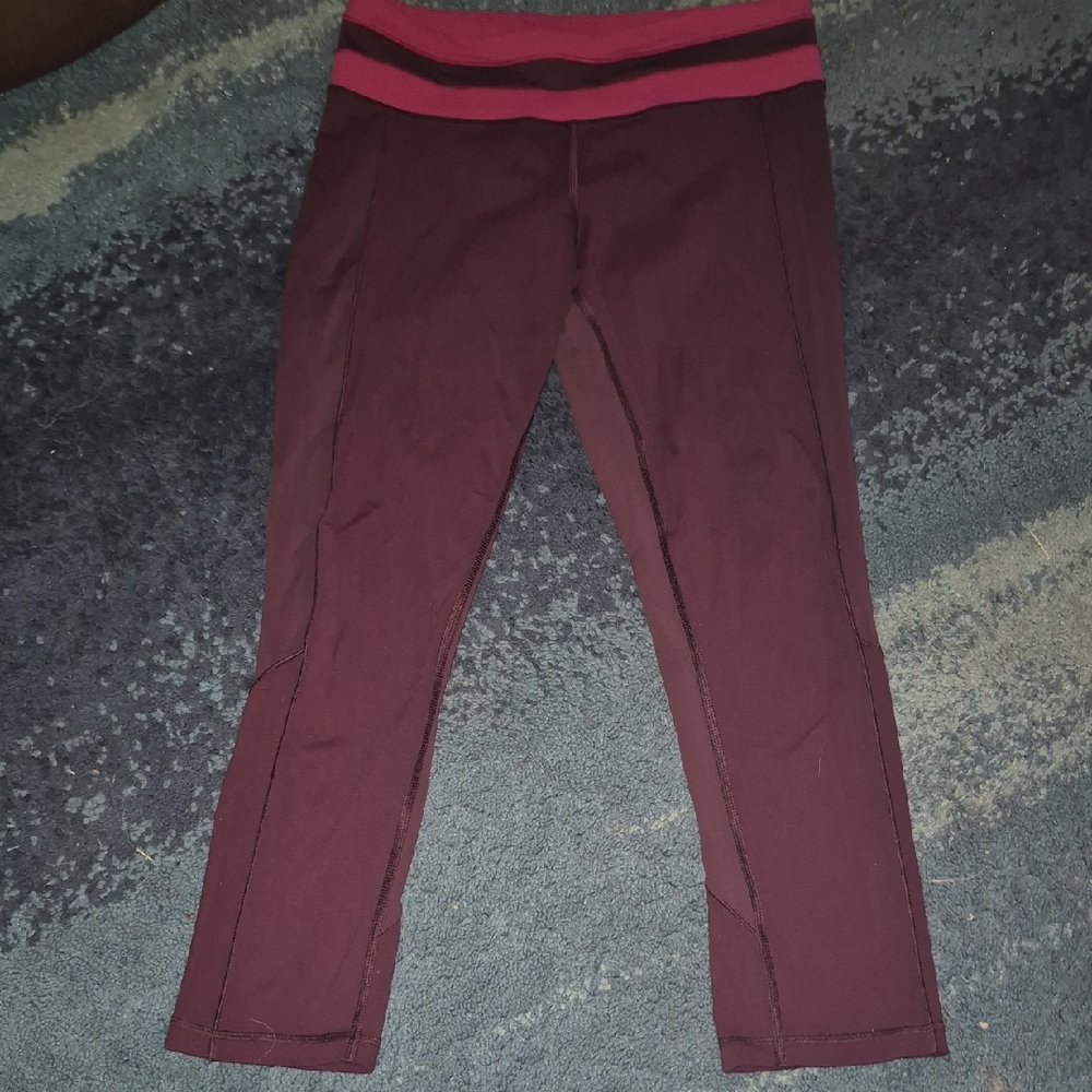 lululemon athletica Give Me Qi Burgundy and Pink Leggings Size 6